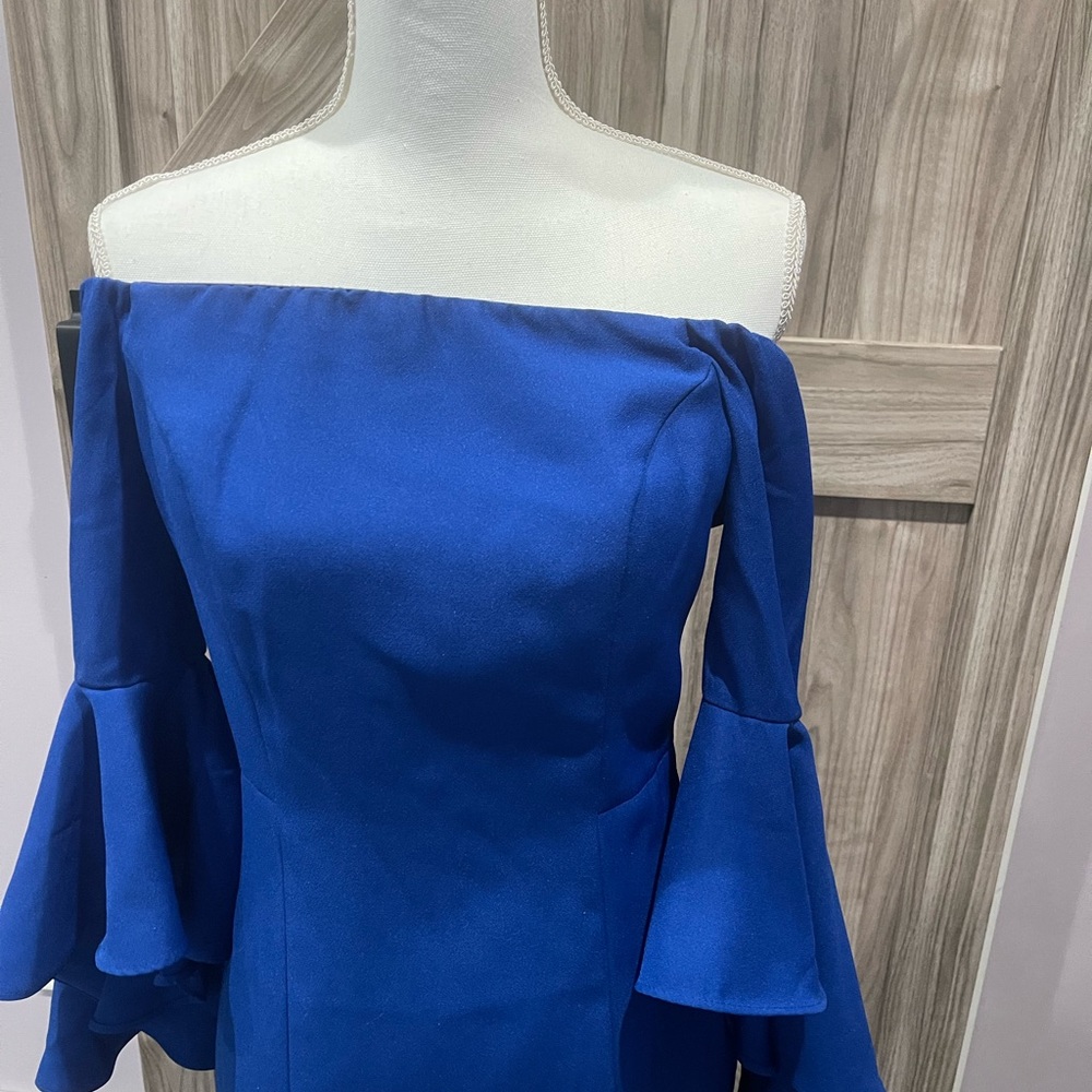 Venus blue flounce sleeve off shoulder dress NWOT Size 4